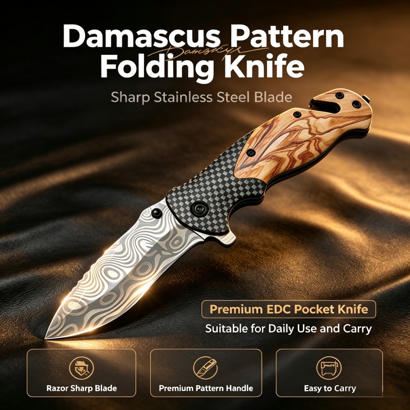 Składany nóż ze wzorem damasce – Edc Daily Carry recenzja i cena
